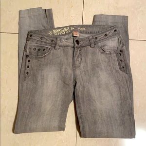 MOSSIMO Skinny studded gray blue jeans Sz 5 New
